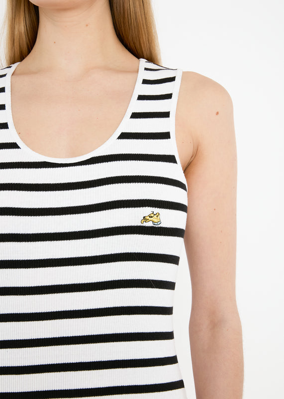 Bella Freud STRIPED RIBBED DRESS | BLACK & WHITE | XS – Bella Freud