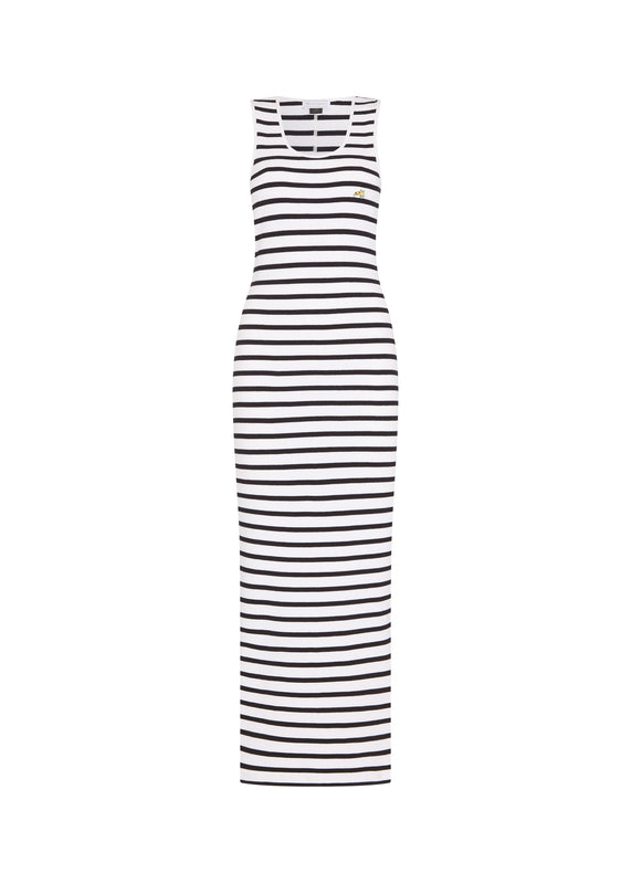 bella freud STRIPED RIBBED DRESS | BLACK & WHITE | XS – Bella Freud