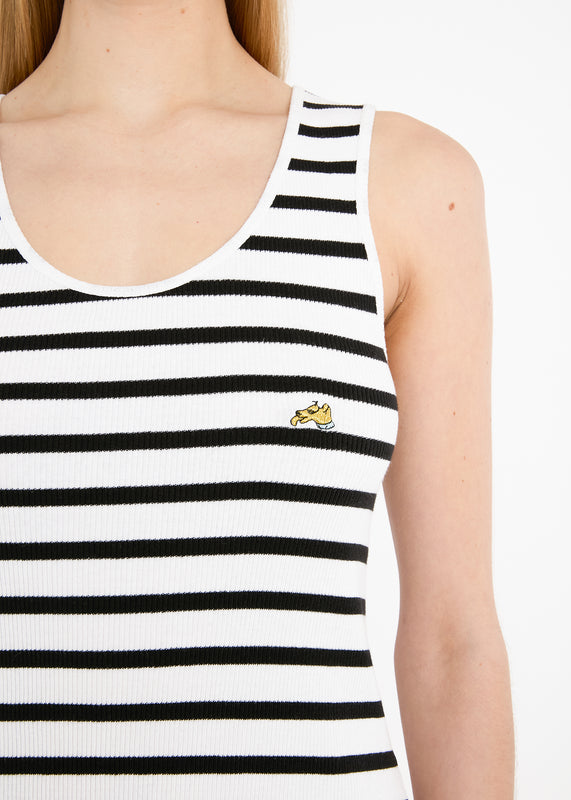 Bella Freud STRIPED RIBBED VEST | BLACK & WHITE | XS – Bella Freud