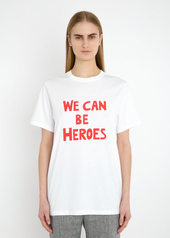 Bella Freud WE CAN BE HEROES UNISEX T-SHIRT | WHITE & RED | XS – Bella Freud