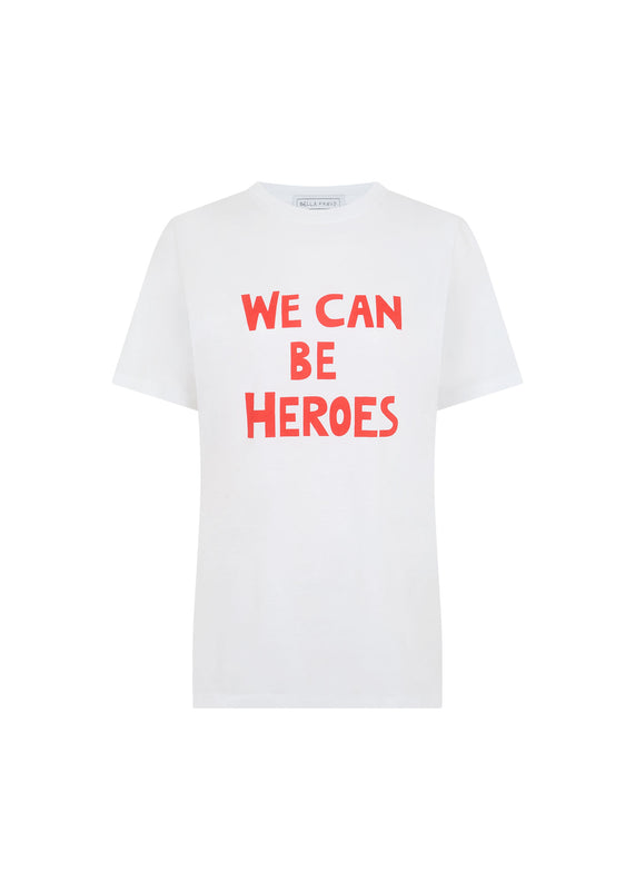 bella freud WE CAN BE HEROES UNISEX T-SHIRT | WHITE & RED | XS – Bella Freud