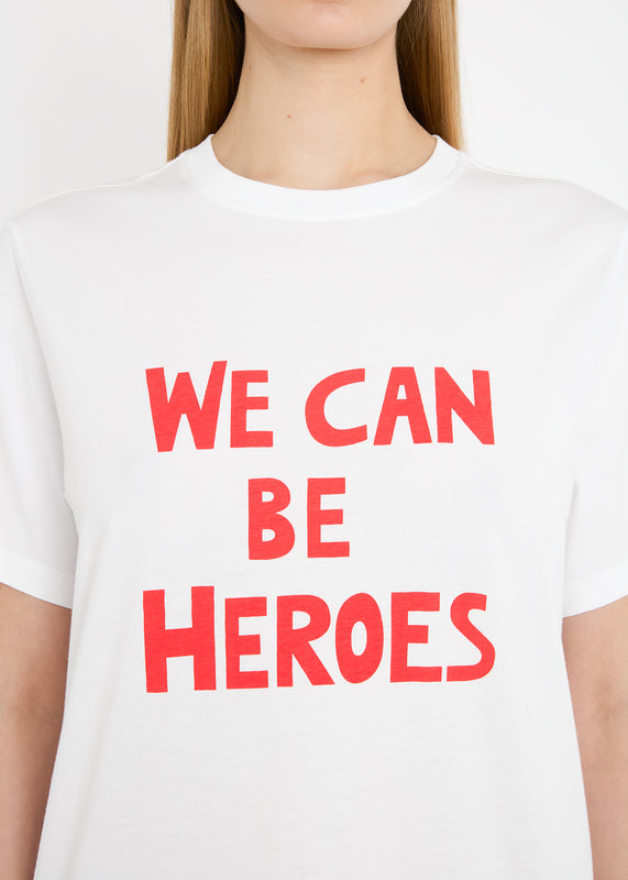 Bella Freud WE CAN BE HEROES UNISEX T-SHIRT | WHITE & RED | XS – Bella Freud