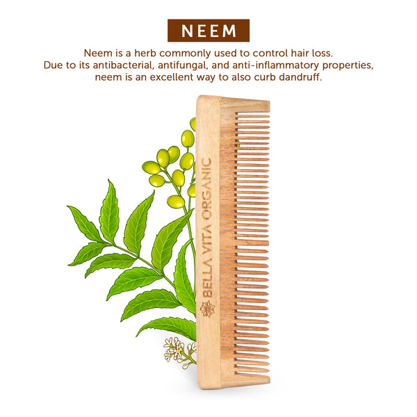 Bella Vita NEEM Wooden Dual Tooth Comb