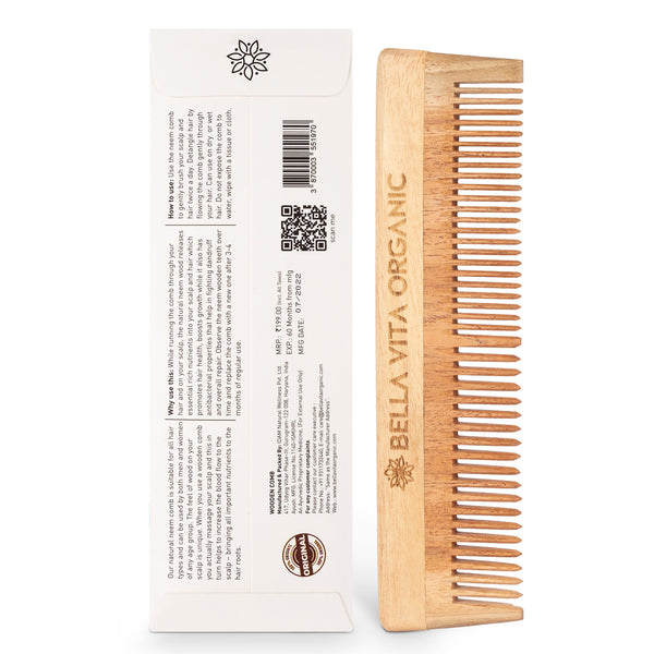 Bella Vita NEEM Wooden Dual Tooth Comb