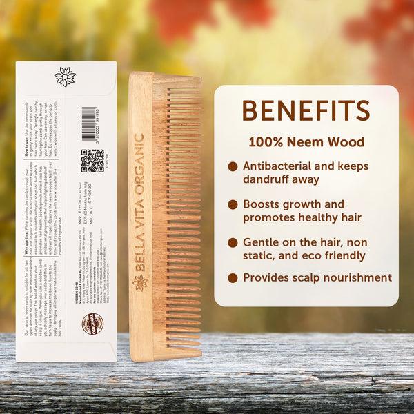 Bella Vita NEEM Wooden Dual Tooth Comb