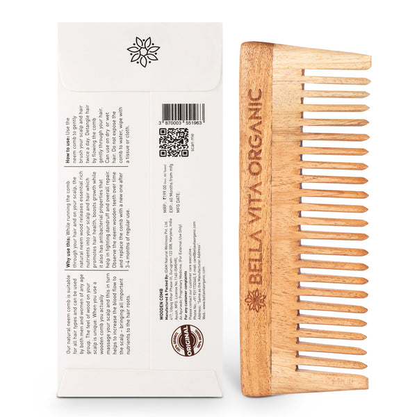 Bella Vita Neem Wooden Wide Tooth Comb