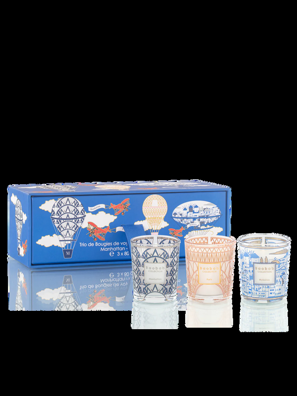 Bellápierre Baobab Collection Trio Travel Candles - Manhattan Paris & Mykonos