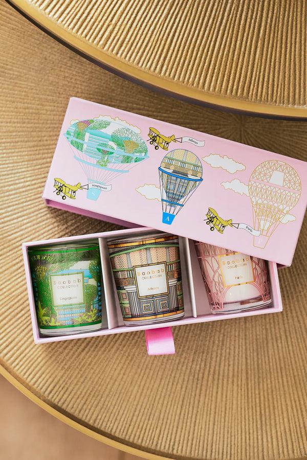 bellápierre Baobab Collection Trio Travel Candles - Singapore Athens & Paris