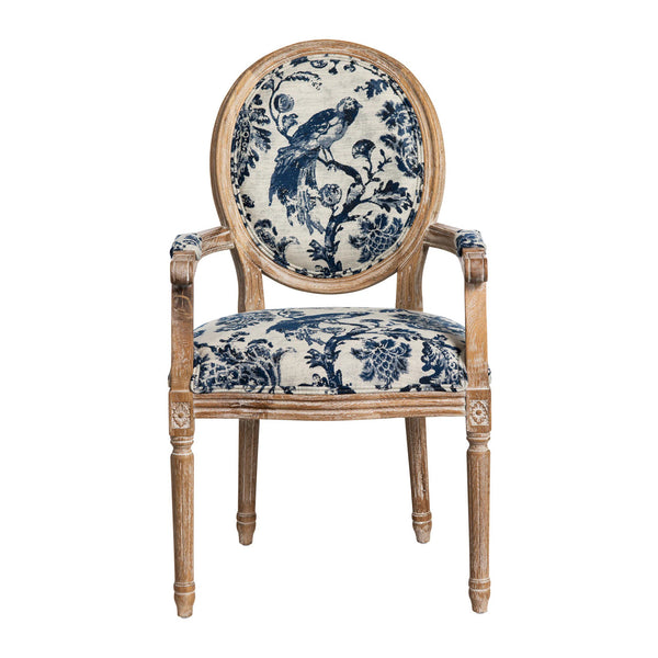 bellápierre Blue Fowl & Fruit Jacquard Arm Chair