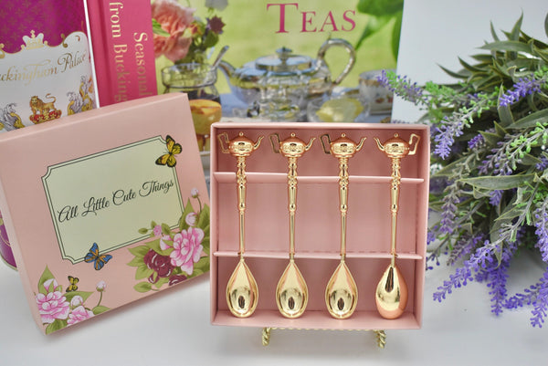 bellápierre Gold Plated Spoon with Teapot Handles