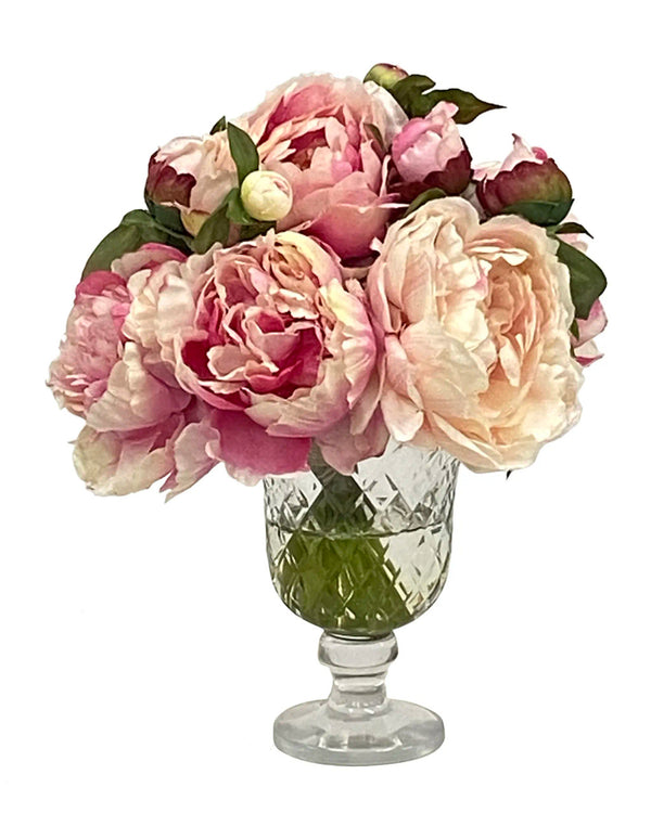 bellápierre Peony Mix 12" in Crystal Vase