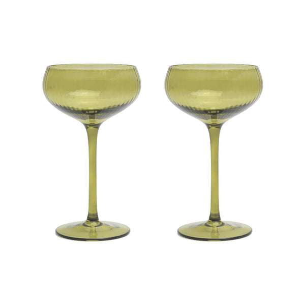 bellápierre THE LOU COUPE GLASS - SET OF 2 OLIVE