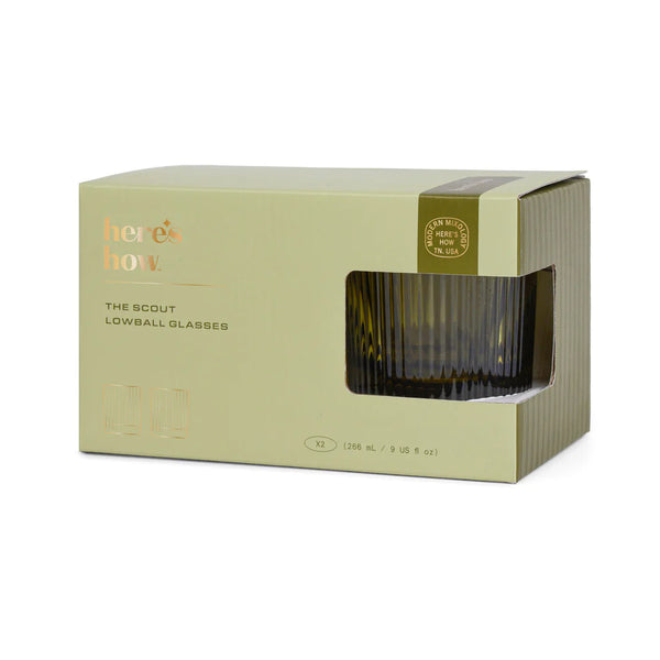 Bellápierre THE SCOUT LOWBALL GLASS - SET OF 2 OLIVE