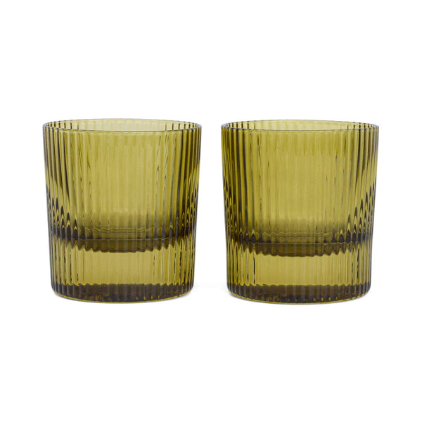 bellápierre THE SCOUT LOWBALL GLASS - SET OF 2 OLIVE
