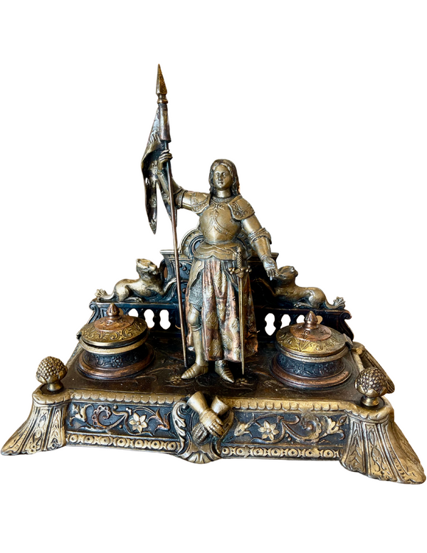 bellápierre Joan of Arc Inkwell – Circa 1880 French Bronze & Copper