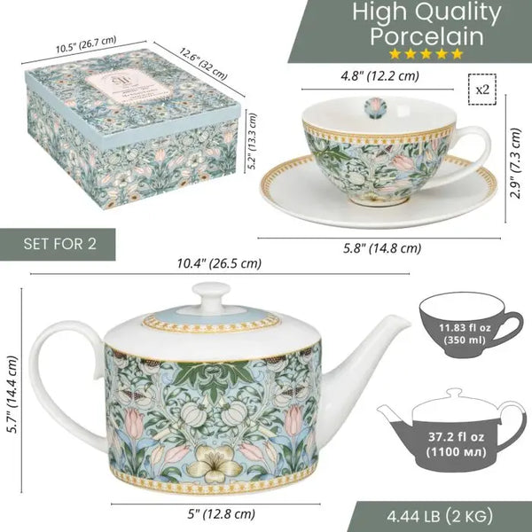 Bellápierre Morris Garden Ceramic Porcelain Tea Set