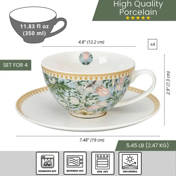 Bellápierre Morris Garden Porcelain Teacup And Saucer