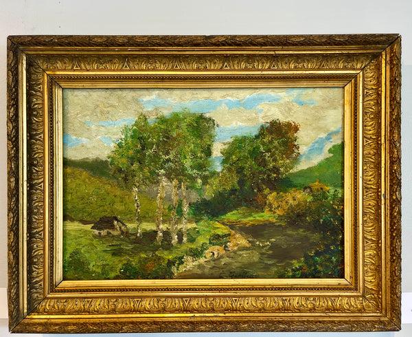 Bellápierre "Paysage Provençal Bord De Rivière" Original Antique Oil Painting