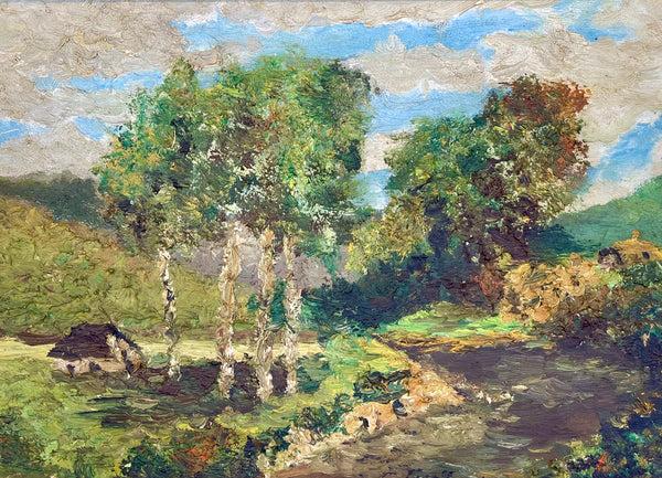 bellápierre "Paysage Provençal Bord de Rivière" Original Antique Oil Painting