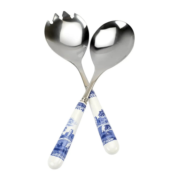 Bellápierre Spode Blue Italian Set Of 2 Salad Servers