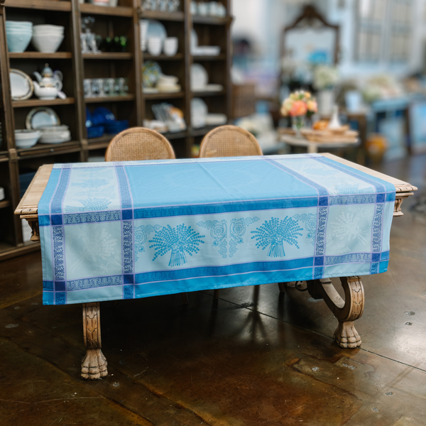Bellápierre Sud Etoffe | Lavande Riviera Blue French Jacquard Tablecloth