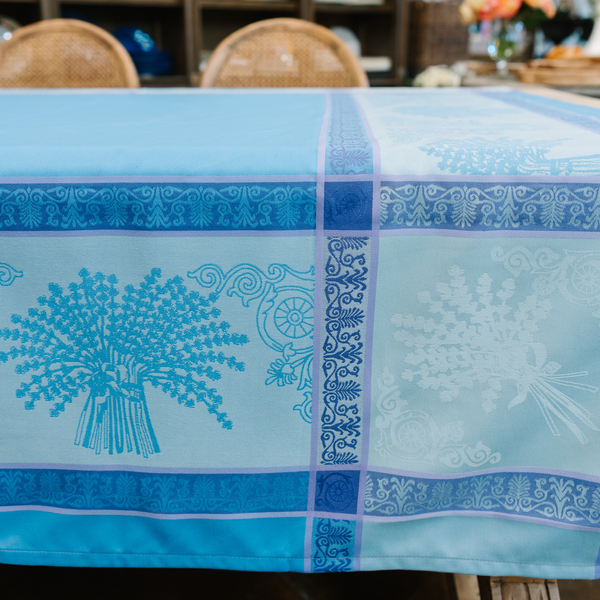 Bellápierre Sud Etoffe | Lavande Riviera Blue French Jacquard Tablecloth