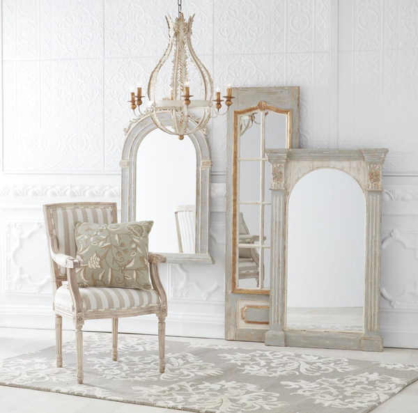 Bellápierre Weathered Blue White & Gold Column Arched Mirror