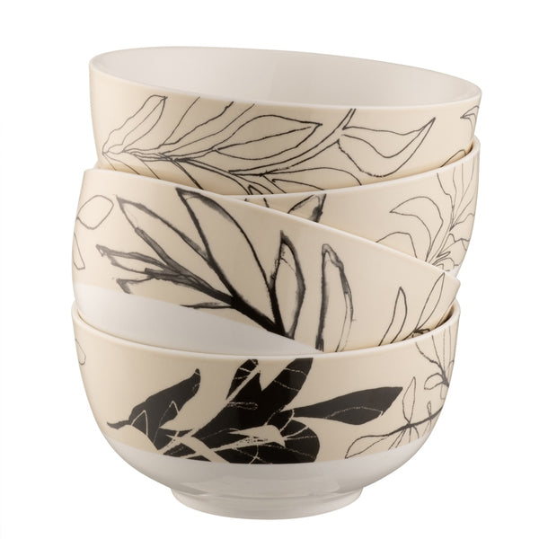 belleek Aynsley Minimal Flora Cereal Bowls Set of 4