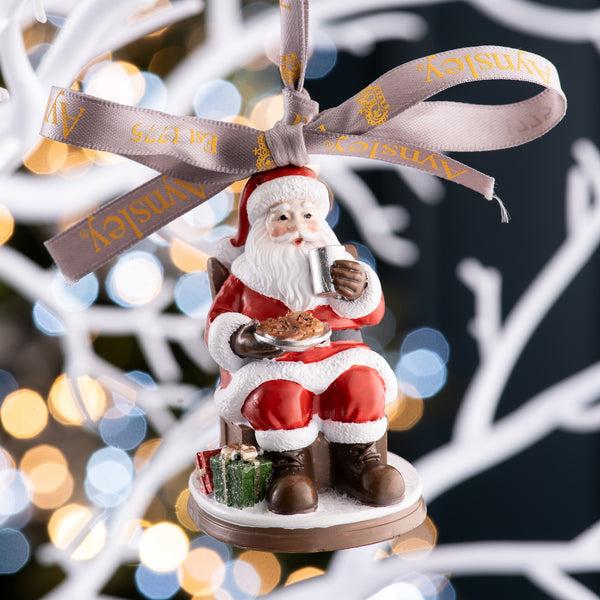 Belleek Aynsley Snowman Santa Cookies & Milk Hanging Ornament