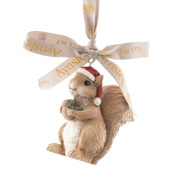 belleek Aynsley Squirrel Santa Hat Hanging Ornament