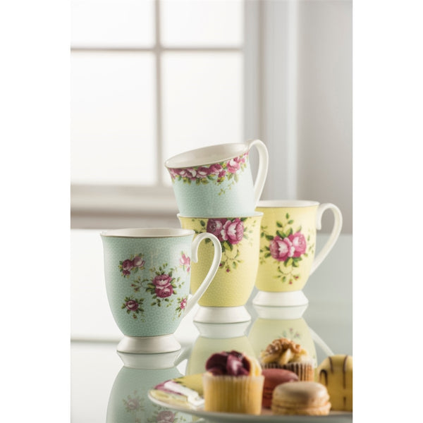 Belleek Aynsley Archive Rose Footed Mug Set