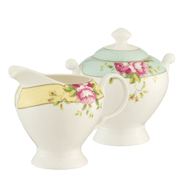 belleek Aynsley Archive Rose Sugar & Cream Set