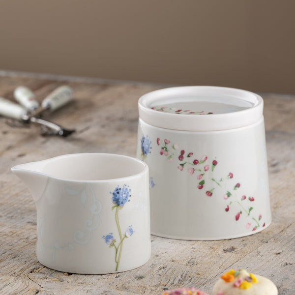 Belleek Aynsley Camille Pale Jade Sugar & Creamer