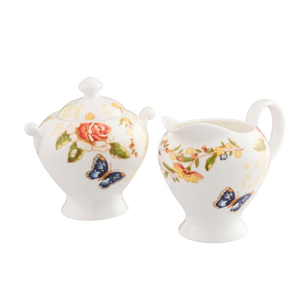 belleek Aynsley Cottage Garden Cream & Sugar