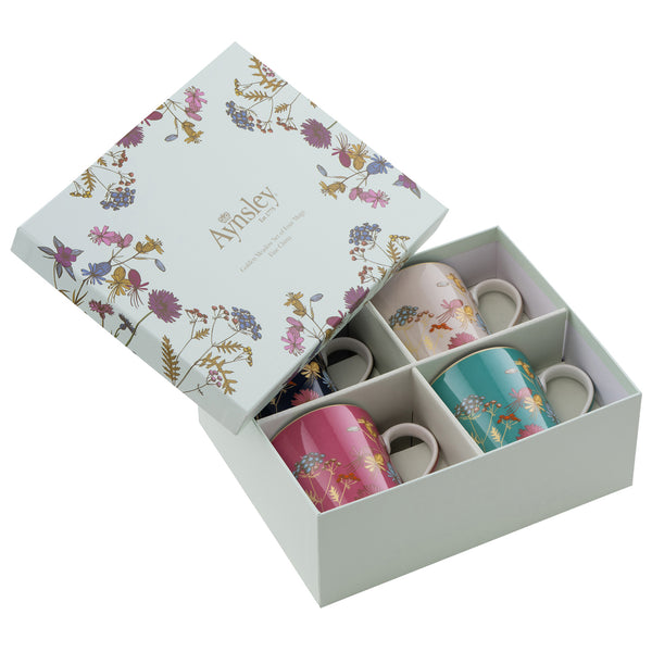 Belleek Aynsley Golden Meadow Set Of 4 Mugs