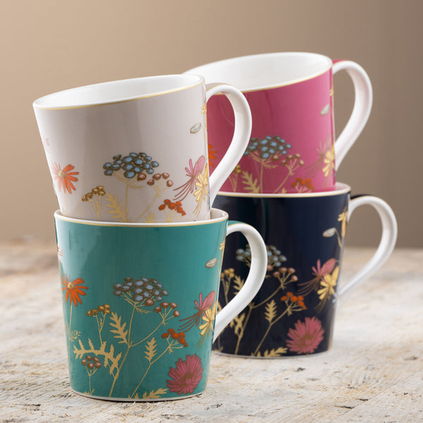 Belleek Aynsley Golden Meadow Set Of 4 Mugs