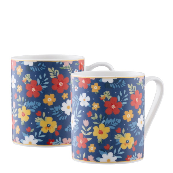 belleek Aynsley Midnight Garden Mugs - Pair