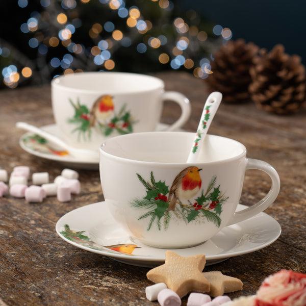 Belleek Aynsley Robin Cappuccino/Hot Chocolate Set