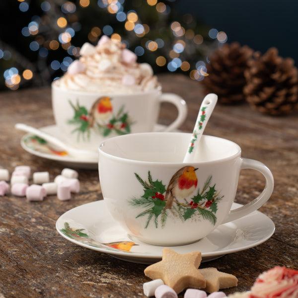 Belleek Aynsley Robin Cappuccino/Hot Chocolate Set