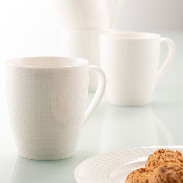 Belleek Aynsley Spots & Dots Mugs Set Of 4 Warm Grey