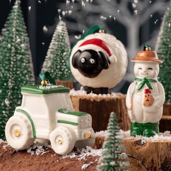 Belleek Belleek Classic Farmer Snowman Ornament