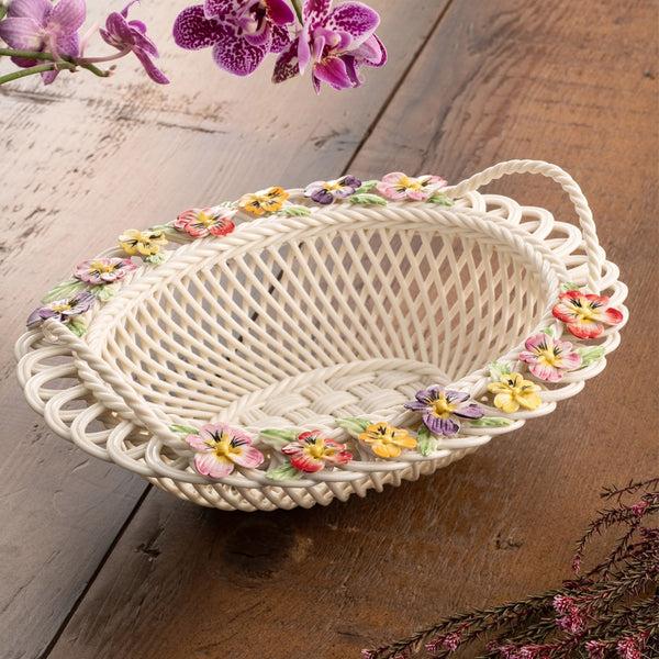 Belleek Belleek Classic Pansy Oval Basket