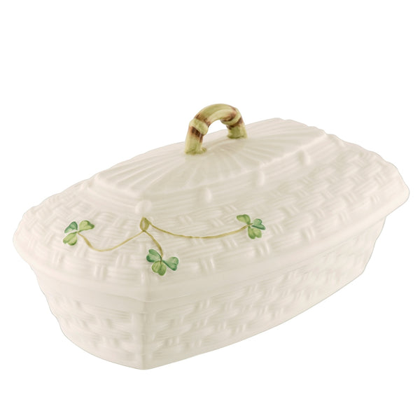 belleek Belleek Classic Shamrock Butter Dish