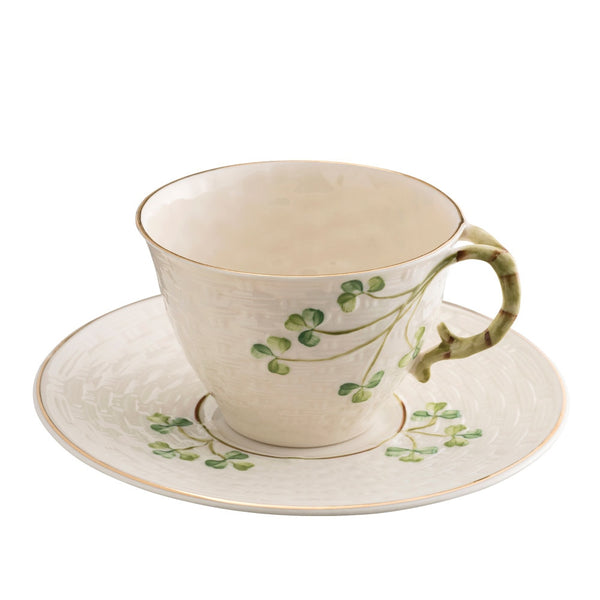 belleek Belleek Classic 1880 - Gold Shamrock Cup and Saucer