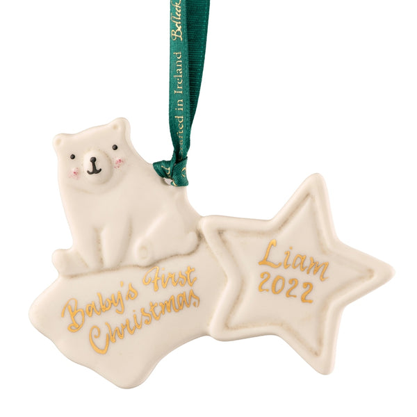belleek Belleek Classic Baby's First Christmas Bear Ornament