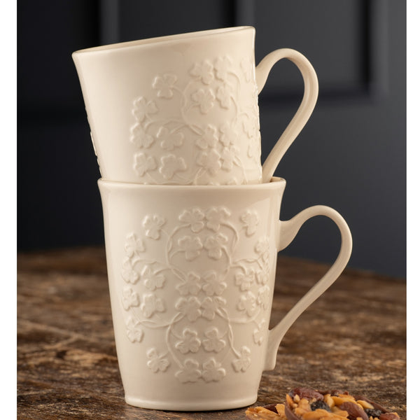 Belleek Belleek Classic Field Of Shamrock Mugs Set Of 2