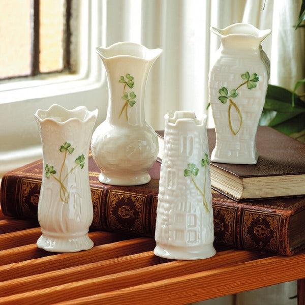 Belleek Belleek Classic Mini Shamrock Vase Set Of 4