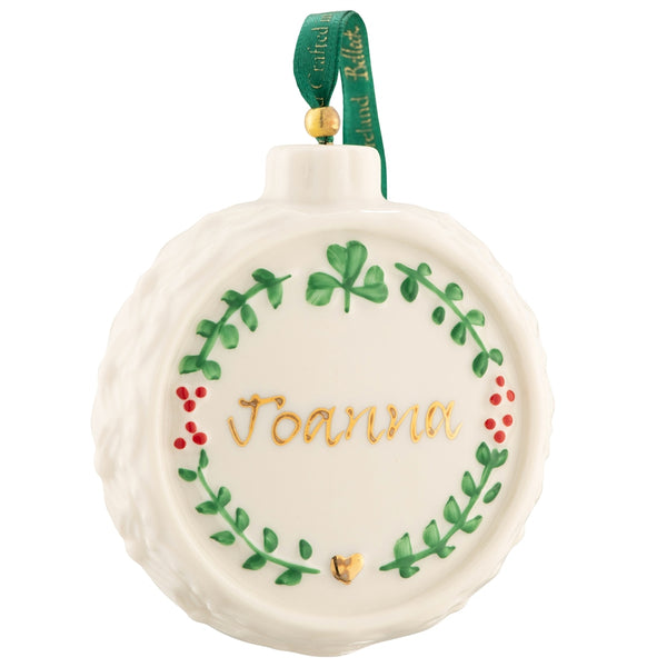 belleek Belleek Classic Personalised Christmas Wreath Ornament