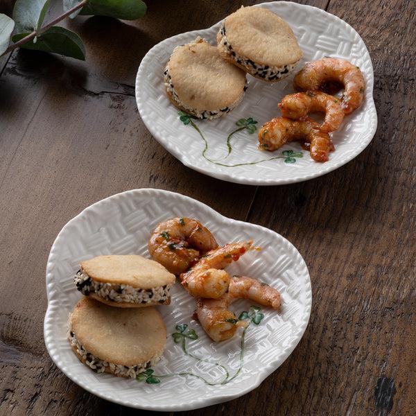 Belleek Belleek Classic Shamrock Canape Plate Set Of 2