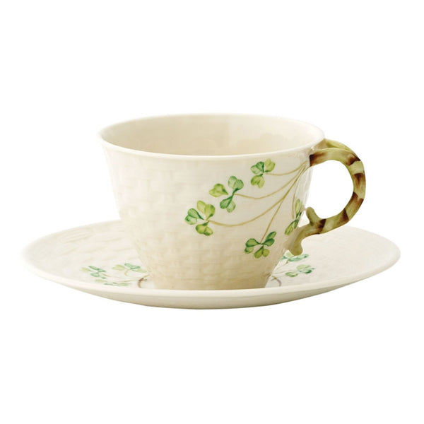 belleek Belleek Classic Shamrock Tea Cup and Saucer